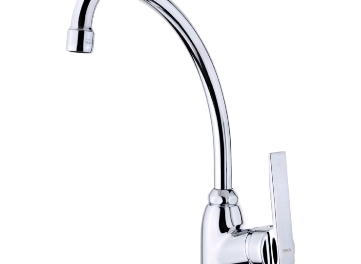 Grifo de cocina monomando con caño alto giratorio y aireador anti-calcáreo