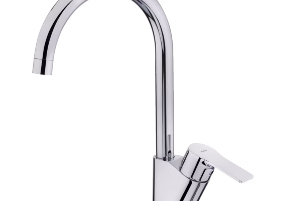 Grifo de cocina monomando con caño alto y giratorio con aireador anti-calcáreo