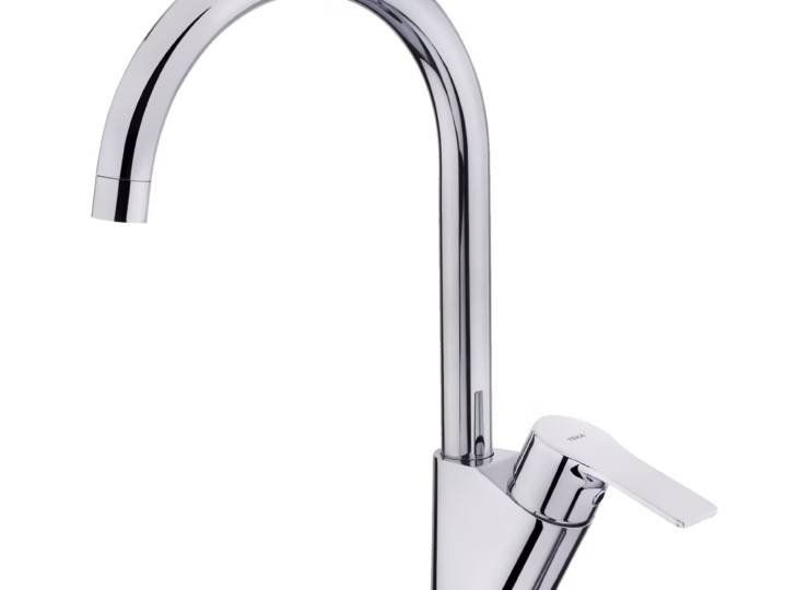 Grifo de cocina monomando con caño alto y giratorio con aireador anti-calcáreo