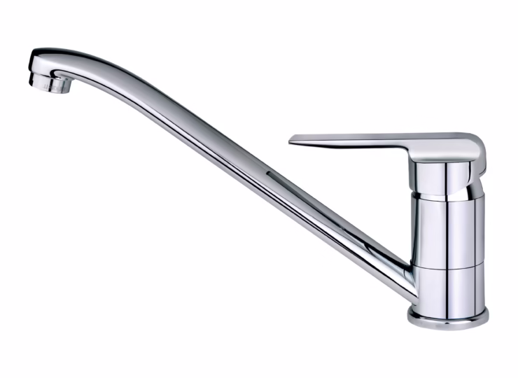 Grifo de cocina monomando con caño bajo giratorio