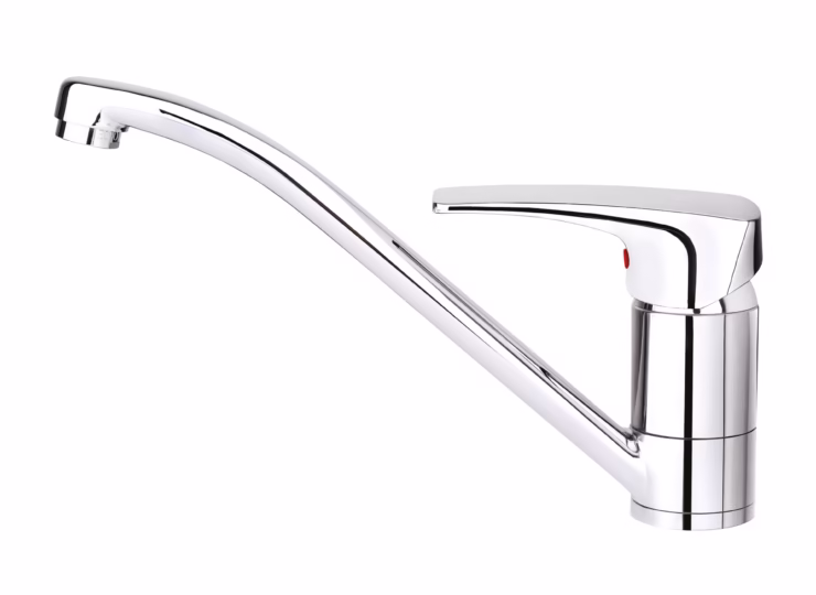 Grifo de cocina monomando con caño bajo giratorio y aireador anti-calcáreo
