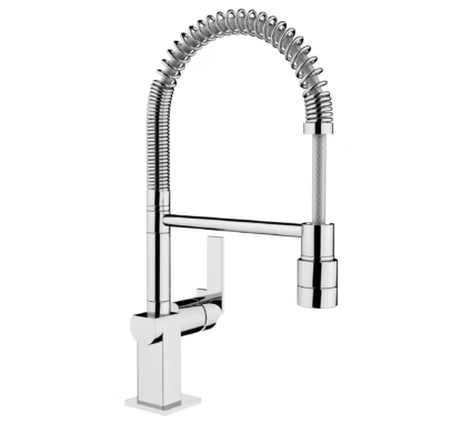 Grifo de cocina monomando profesional con caño giratorio y flexible