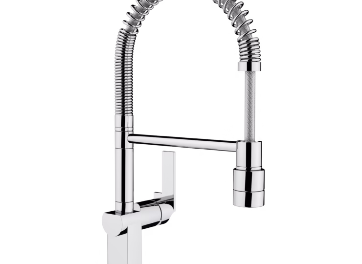 Grifo de cocina monomando profesional con caño giratorio y flexible