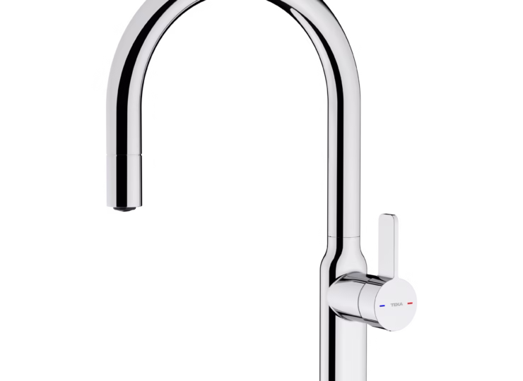 Monomando de cocina con maneral extraíble y diseño ovalado