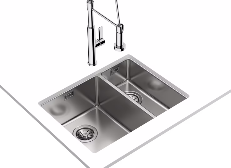 Fregadero bajo encimera de 58 cm en acero inoxidable con SilentSmart