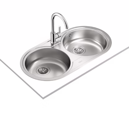 Fregadero circular encastrado con cubetas de Ø36 cm (sin orificio grifo)