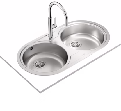 Fregadero circular encastrado con cubetas de Ø39 cm