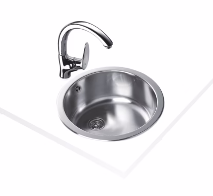 Fregadero circular encastrado de 45 cm con una cubeta