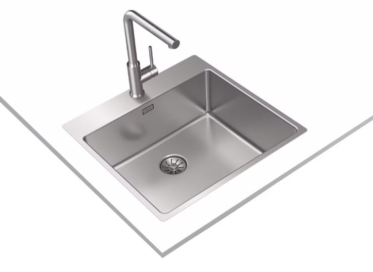 Fregadero con doble posibilidad de instalación en acero inoxidable