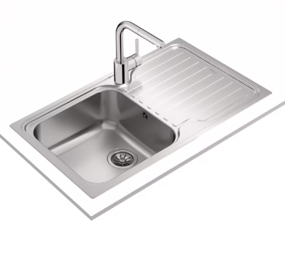 Fregadero encastrado y reversible con cubeta de 41 cm y escurridor