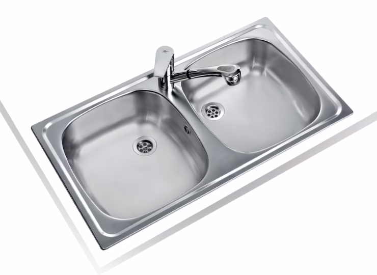 Fregadero encastrado con cubetas de 34 cm