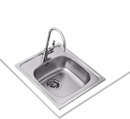 Fregadero encastrado de acero inoxidable con cubeta de 40 cm