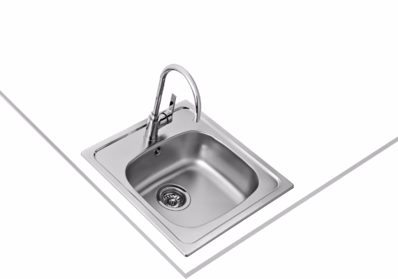 Fregadero encastrado de acero inoxidable con cubeta de 40 cm