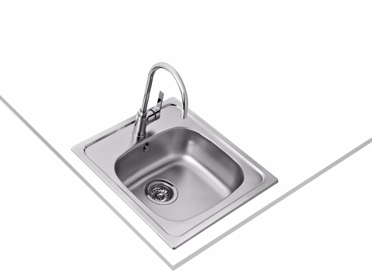 Fregadero encastrado de acero inoxidable con cubeta de 40 cm