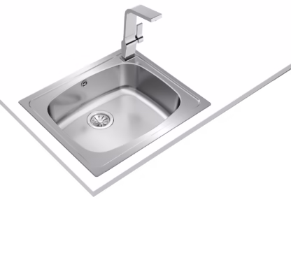 Fregadero encastrado de acero inoxidable con cubeta de 50 cm