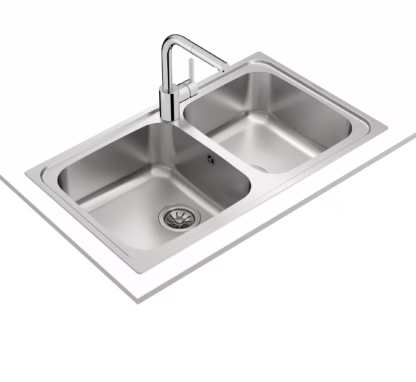 Fregadero encastrado reversible de 86 cm con dos cubetas