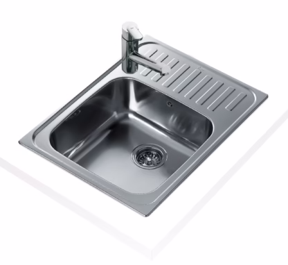 Fregadero encastrado y reversible con cubeta de 41 cm y escurridor