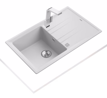 Fregadero encastrado y reversible de granito con cubeta de 38 cm y escurridor