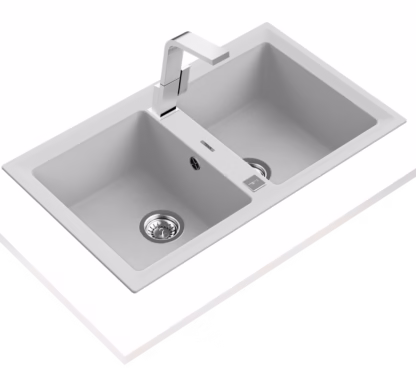 Fregadero encastrado y reversible de granito con cubetas de 35 cm