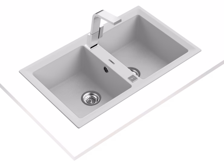 Fregadero encastrado y reversible de granito con cubetas de 35 cm