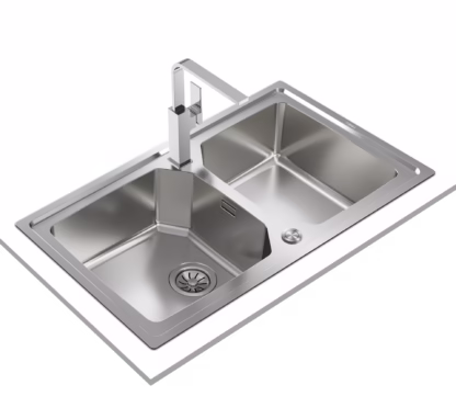 Fregadero enrasado o de sobre encimera con cubeta de acero inoxidable con SilentSmart
