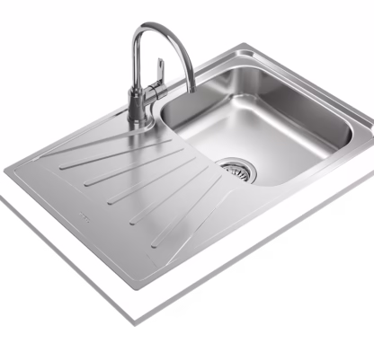 Fregadero izquierda encastrado de acero inoxidable con cubeta de 34 cm y escurridor