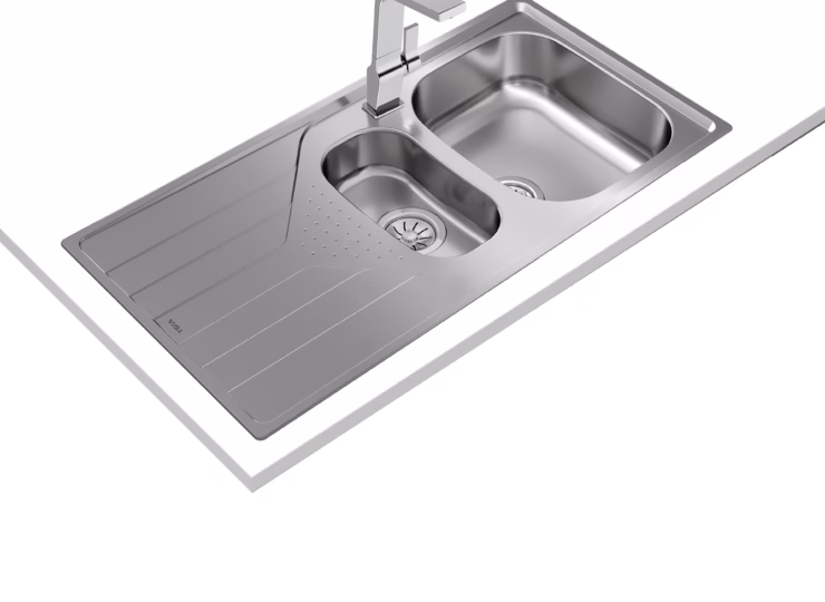 Fregadero reversible encastrado de acero inoxidable
