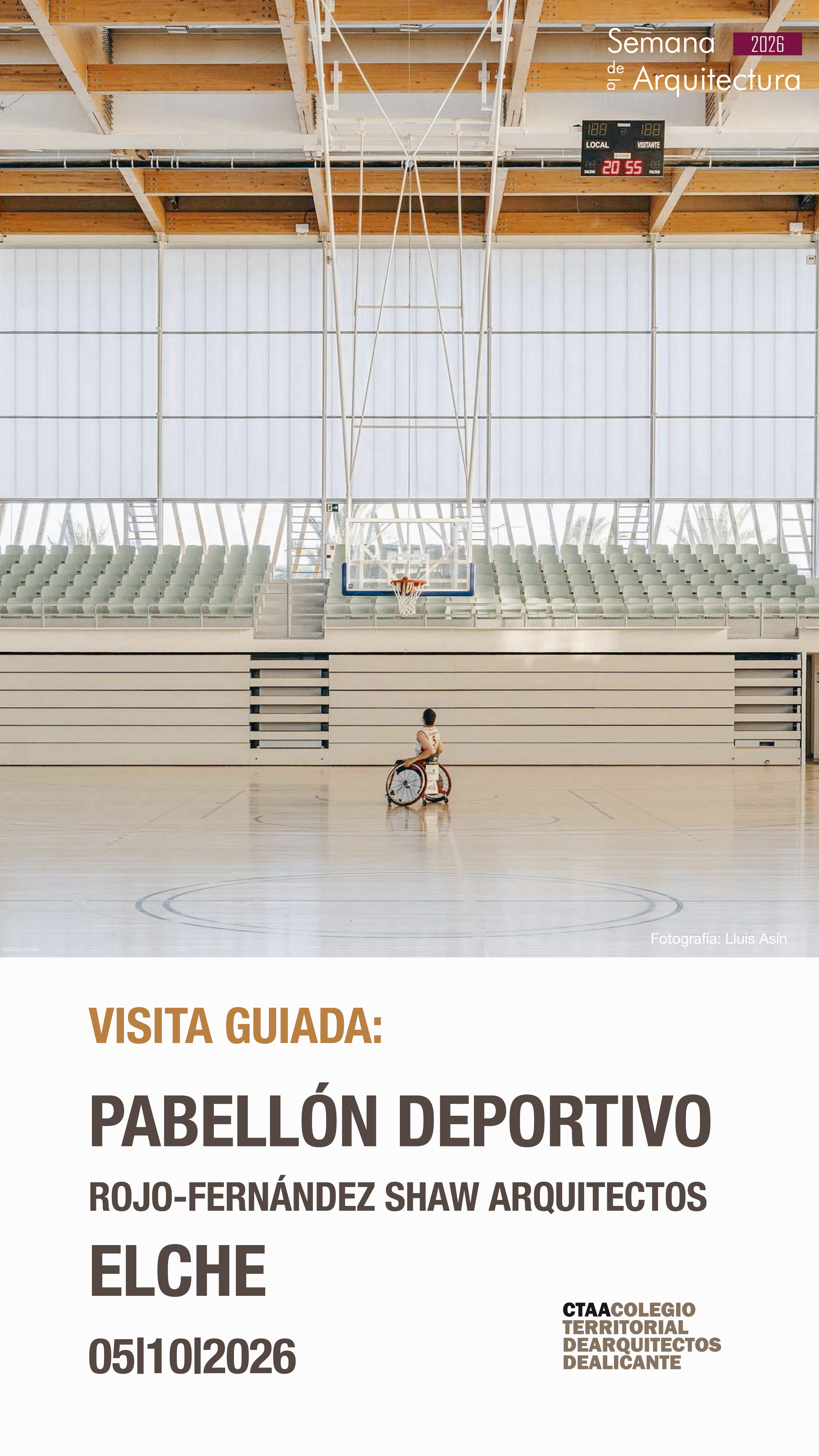 Visita guiada a pabellón deportivo en Elche, de Rojo y Fernández-Shaw arquitectos